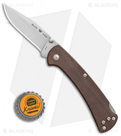 Buck 112 Slim Pro Lockback Knife Brown Micarta (3" Satin)