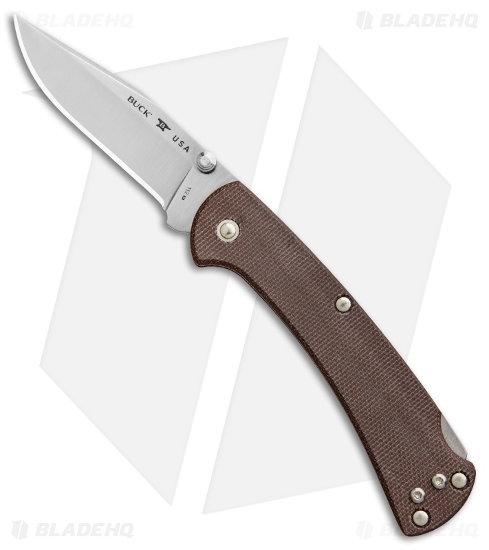 Buck 112 Slim Pro Lockback Knife Brown Micarta (3" Satin)