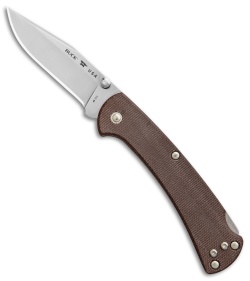 Buck 112 Slim Pro Lockback Knife Brown Micarta (3" Satin)