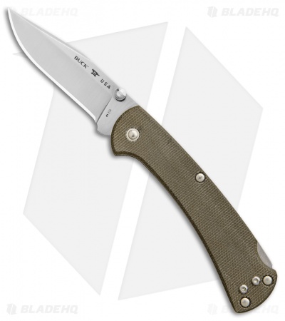 Buck 112 Slim Pro Lockback Folding Knife OD Green Micarta (3" Satin)
