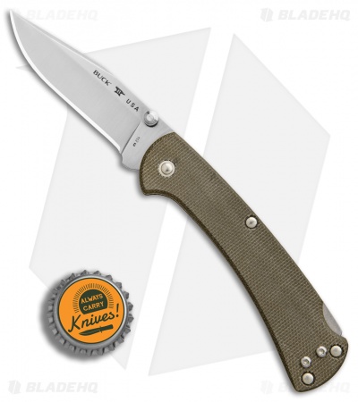 Buck 112 Slim Pro Lockback Folding Knife OD Green Micarta (3" Satin)