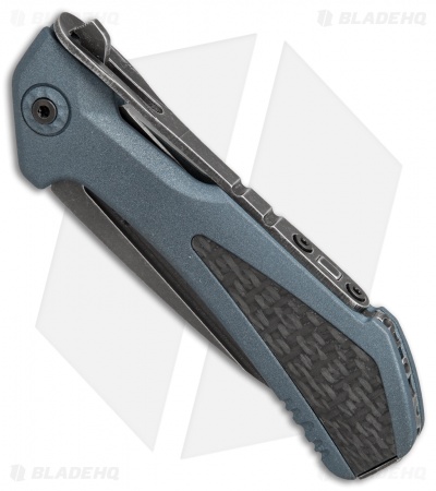 Buck 829 Marksman Elite Folding Knife Blue w/ Carbon Fiber Inlay (3.5" Black SW)