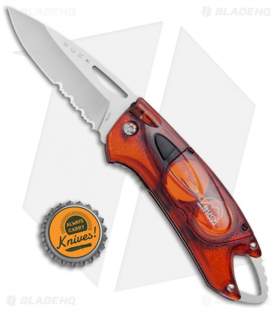 Buck Lumina LED Liner Lock Knife Translucent Red (3" Satin Serr)
