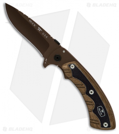 Buck Open Season Whitetail Skinner Folding Knife Micarta (3.75" Bronze Cerakote)