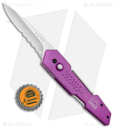 Buck Revolution Plunge Lock Knife w/ Carabiner Purple (3" Satin Serr) B437