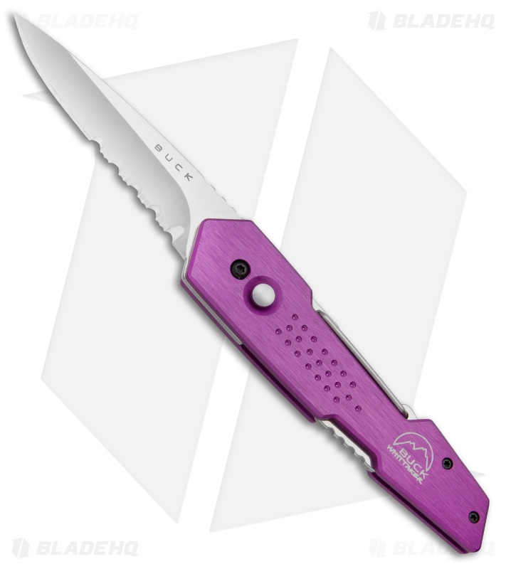 Buck Revolution Plunge Lock Knife w/ Carabiner Purple (3" Satin Serr) B437