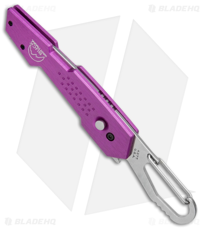 Buck Revolution Plunge Lock Knife w/ Carabiner Purple (3" Satin Serr) B437