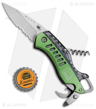 Buck Summit Liner Lock Knife Multi-Tool Green (2.5" Satin Serr)