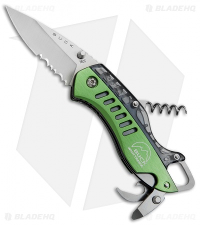 Buck Summit Liner Lock Knife Multi-Tool Green (2.5" Satin Serr)