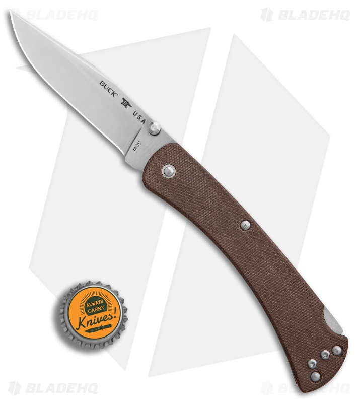 Buck 110 Slim Pro Lockback Knife Brown Micarta (3.75" Satin)
