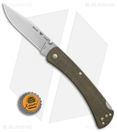 Buck 110 Slim Pro Lockback Knife OD Green Micarta (3.75" Satin)