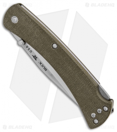 Buck 110 Slim Pro Lockback Knife OD Green Micarta (3.75" Satin)