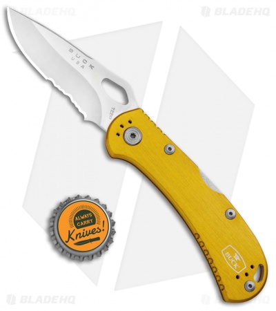 Buck SpitFire Lockback Knife Yellow (3.25" Satin Serr) 0722YWX1