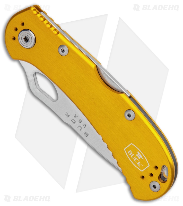 Buck SpitFire Lockback Knife Yellow (3.25" Satin Serr) 0722YWX1