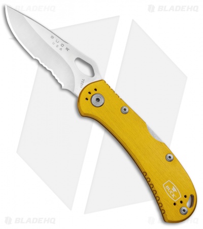 Buck SpitFire Lockback Knife Yellow (3.25" Satin Serr) 0722YWX1