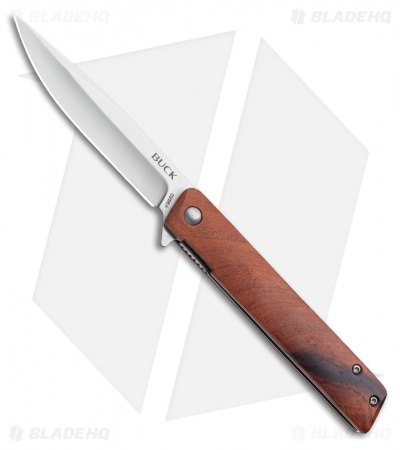 Buck Decatur Liner Lock Knife Guibourtia Ehie Wood (3.5" Satin) 0256BRS