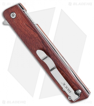 Buck Decatur Liner Lock Knife Guibourtia Ehie Wood (3.5" Satin) 0256BRS