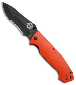 Burnside Knives Cabrillo Liner Lock Knife Orange G-10 (4" Black Serr)