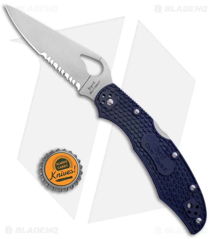 Byrd Cara Cara 2 Lockback Knife Blue FRN (3.75" Satin Serr) BY03PSBL2
