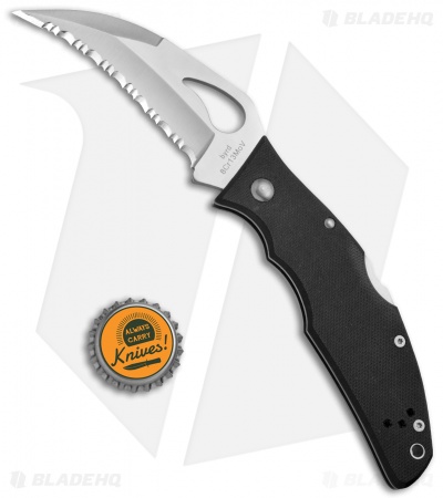 Byrd Crossbill Lockback Knife Black G-10 (3.5" Satin Full Serr) BY07GS