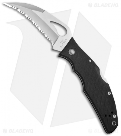 Byrd Crossbill Lockback Knife Black G-10 (3.5" Satin Full Serr) BY07GS