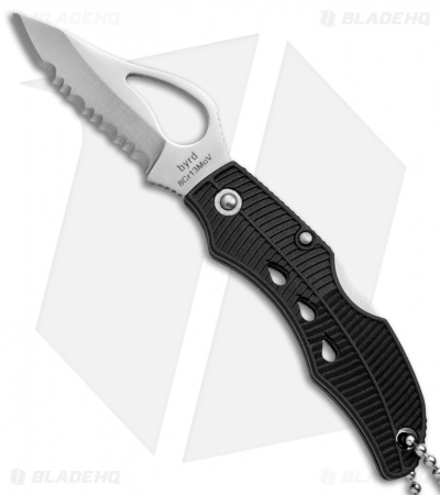 Byrd Finch Lock Back Knife Black G-10 (1.875" Satin Serrated) BY11SBK