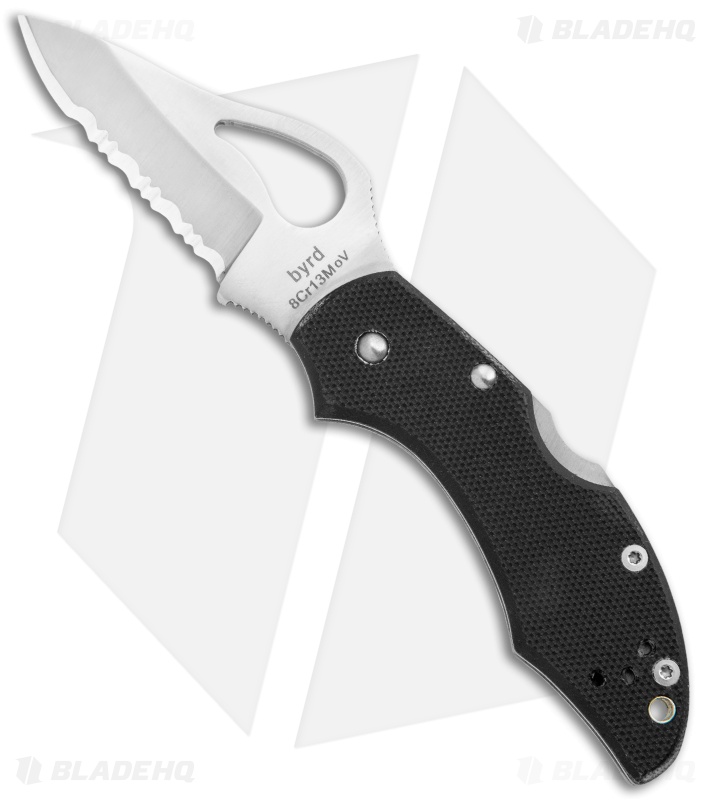 Byrd Robin Lockback Knife Serrated  Black G-10 (2.375" Satin) BY10GS