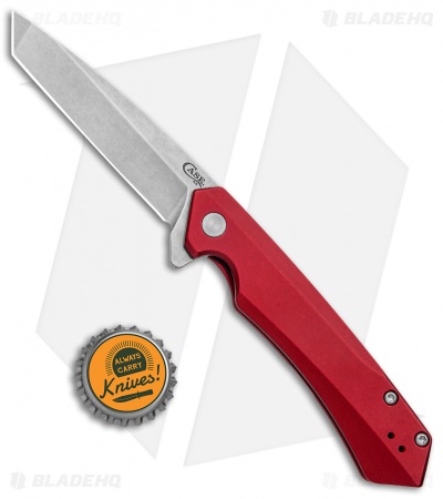 Case Cutlery Kinzua Frame Lock Knife Red Aluminum (3.4" Stonewash) 64664