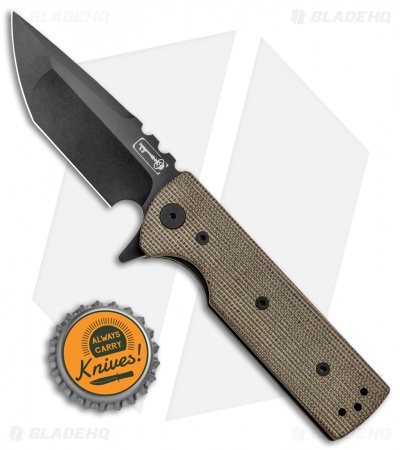 Chaves T.A.K. Liner Lock Knife Tanto Green Micarta (2.75" Blackout)