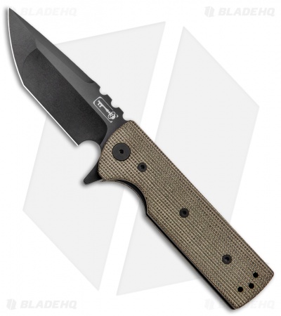 Chaves T.A.K. Liner Lock Knife Tanto Green Micarta (2.75" Blackout)