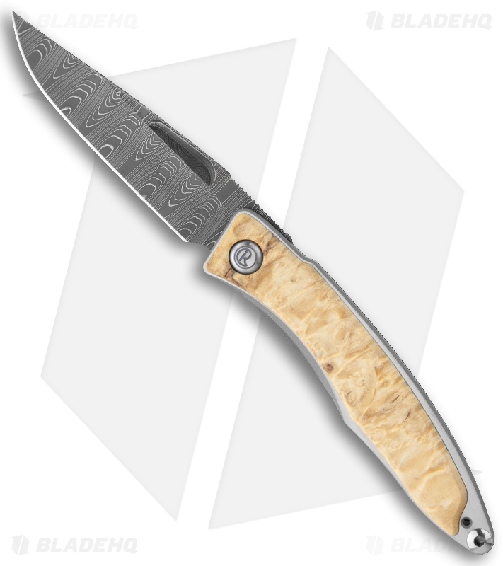 Chris Reeve Mnandi Knife Box Elder Burl Inlay Folder (2.75" Damascus)