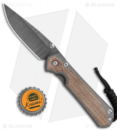 Chris Reeve Small Sebenza 31 Knife  Natural Micarta (2.94" Ladder Damascus) 