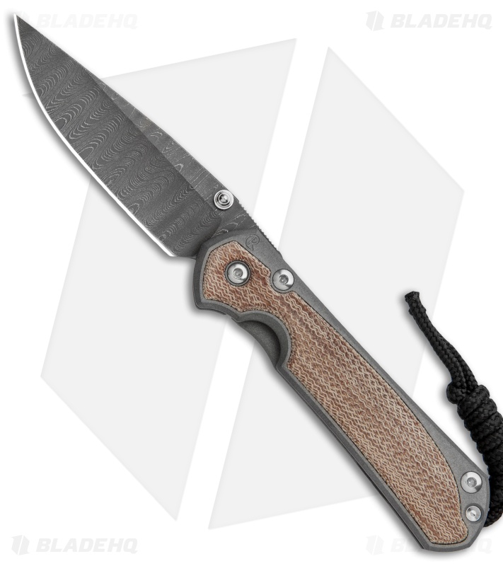 Chris Reeve Small Sebenza 31 Knife  Natural Micarta (2.94" Ladder Damascus) 