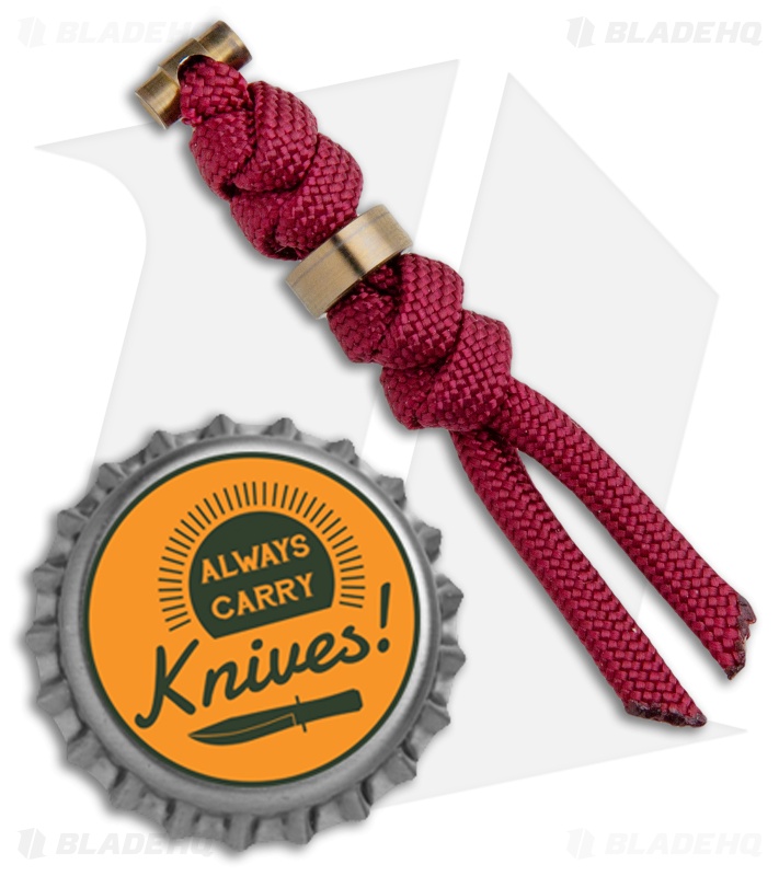 Chris Reeve Knives Sebenza 31 Burgundy Cord Tie Lanyard w/ Gold Bead