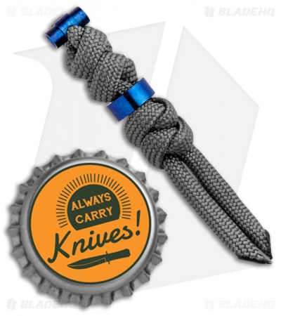 Chris Reeve Knives Small Charcoal Cord Tie Lanyard w/ Blue Bead