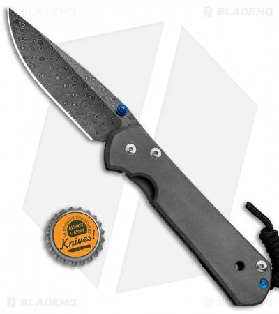 Chris Reeve Large Sebenza 21 Frame Lock Knife Titanium (3.6" Raindrop Damascus)