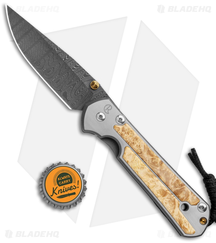 Chris Reeve Large Sebenza 21 Knife Box Elder Burl Inlay