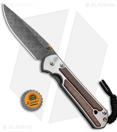 Chris Reeve Large Sebenza 21 Knife w/ Striped Platan Inlays (3.625" Damascus)