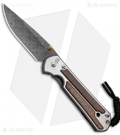 Chris Reeve Large Sebenza 21 Knife w/ Striped Platan Inlays (3.625" Damascus)