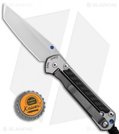 Chris Reeve Left-Hand Small Sebenza 21 Tanto Knife CF Inlays (2.94" Stonewash)