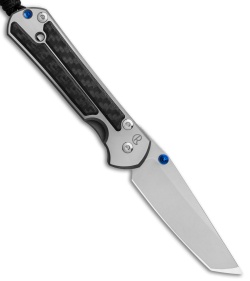 Chris Reeve Left-Hand Small Sebenza 21 Tanto Knife CF Inlays (2.94" Stonewash)