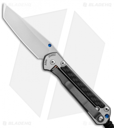 Chris Reeve Left-Hand Small Sebenza 21 Tanto Knife CF Inlays (2.94" Stonewash)