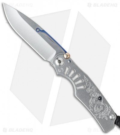 Chris Reeve Ti-Lock Blue Steam Knife Titanium (3.25" Stonewash)