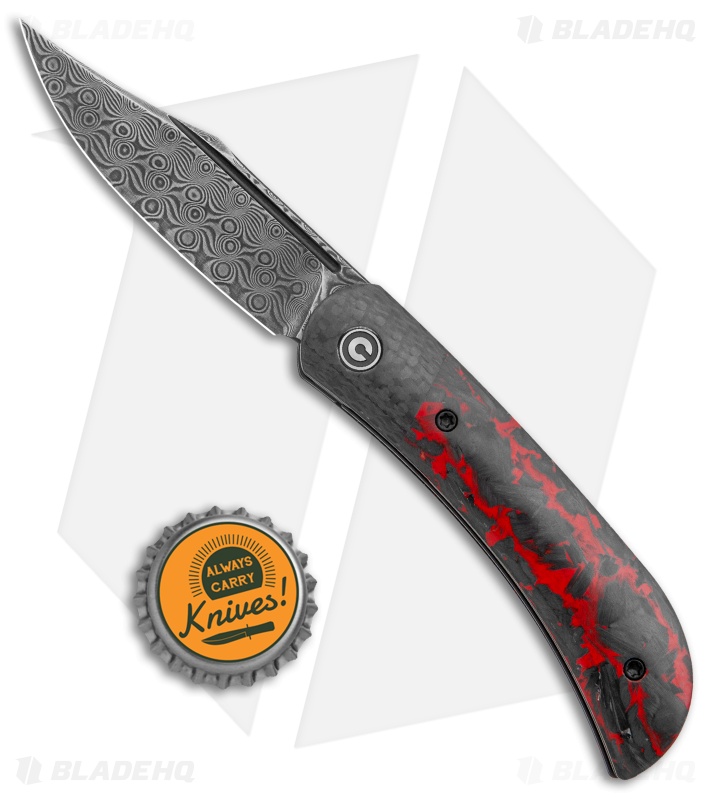CIVIVI Appalachian Drifter 2 Knife | Red Carbon Fiber + Damascus