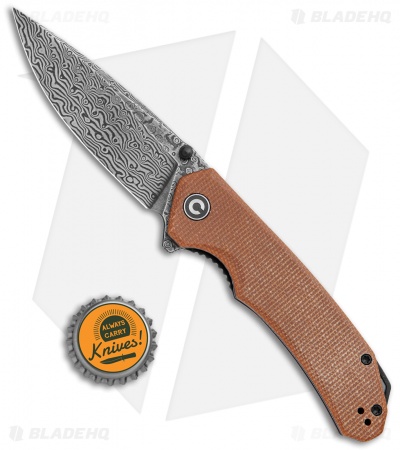 CIVIVI Brazen Drop Point Liner Lock Knife Brown Micarta (3.5" Damascus) 