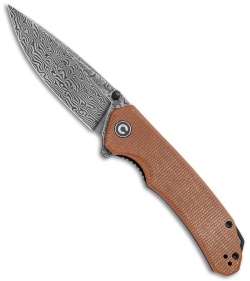 CIVIVI Brazen Drop Point Liner Lock Knife Brown Micarta (3.5" Damascus) 