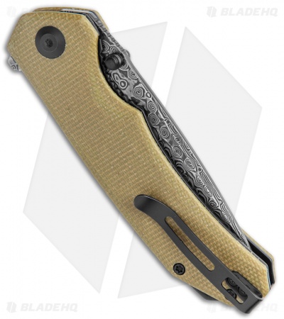 CIVIVI Brazen Drop Point Liner Lock Knife Olive Micarta (3.5" Damascus) 