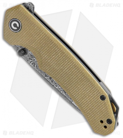 CIVIVI Brazen Drop Point Liner Lock Knife Olive Micarta (3.5" Damascus) 