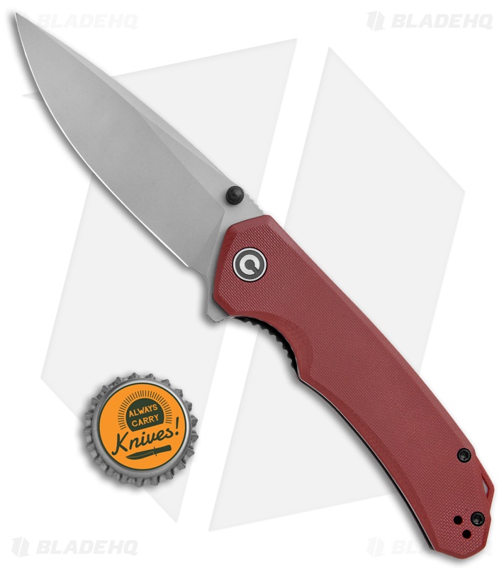 CIVIVI Brazen Drop Point Liner Lock Knife Red G-10 (3.5" Stonewash) C2102B
