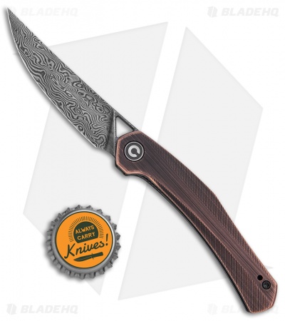CIVIVI Lazar Liner Lock Knife Black Hand Rubbed Copper (3.1" Damascus)